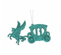 Krist+ Adorno Navideño Carruaje Mágico Verde Plástico Purpurina 15 x 8,5 x 4,5 cm (24 Unidades)