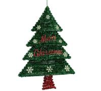 Krist+ Adorno Navideño Colgante Árbol de Navidad Espumillón Luz LED Rojo Verde Polipropileno Pet 44 x 58,8 x 7 cm (12 Unidades)