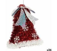 Krist+ Adorno Navideño Colgante Campanas Espumillón Blanco Rojo 10,2 x 13 x 10,2 cm (36 Unidades)