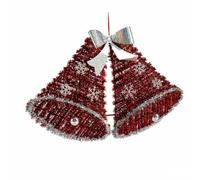 Krist+ Adorno Navideño Colgante Campanas Espumillón Luz LED Blanco Rojo 52 x 31,5 x 7,5 cm (12 Unidades)