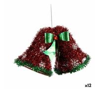 Krist+ Adorno Navideño Colgante Campanas Espumillón Rojo Verde 21 x 14 x 10 cm (12 Unidades)