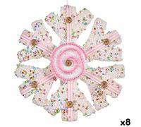 Krist+ Adorno Navideño Copos de Nieve Blanco Rosa 17 x 6 x 17 cm (8 Unidades)
