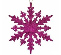 Krist+ Adorno Navideño Copos de Nieve Fucsia Plástico Purpurina 15 x 15 x 0,2 cm (24 Unidades)
