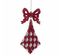 Krist+ Adorno Navideño Lazo Rombos Fucsia Plástico Purpurina 7,5 x 1 x 15,5 cm (24 Unidades)