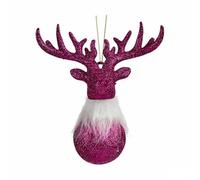 Krist+ Adorno Navideño Reno Fucsia Plástico Purpurina 13,5 x 15,5 x 7 cm (24 Unidades)
