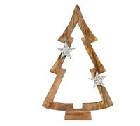 Krist+ Árbol de Navidad Marrón Silueta 7,5 x 58,5 x 37 cm Plateado Madera