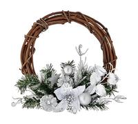 Krist+ Corona de Navidad 30,48 cm Plateado Madera Marrón Verde Plástico