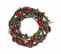 Krist+ Corona de Navidad Marrón Rojo Verde Madera Plástico 30 x 8 x 30 cm (12 Unidades)