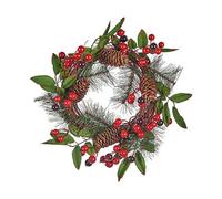 Krist+ Corona de Navidad Marrón Rojo Verde Plástico 30 x 10 x 30 cm