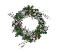 Krist+ Corona de Navidad Piñas Plateado Verde 60 x 13 x 60 cm