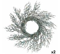 Krist+ Corona de Navidad Rama Azul Plástico 50 x 10 x 50 cm (2 Unidades)