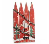 Krist+ Decoración Colgante Cartel Papá Noel Luz LED Rojo Plástico Madera MDF 34,7 x 4 x 60 cm (6 Unidades)
