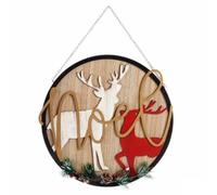 Krist+ Decoración Colgante Cartel Reno de Navidad Natural Madera MDF 29 x 1 x 29 cm (6 Unidades)