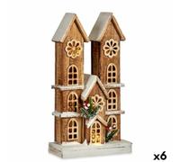 Krist+ Figura Decorativa Luz Casa Blanco Marrón Madera 25 x 46 x 9 cm (6 Unidades)