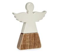 Krist+ Figura Decorativa Navidad Ángel Cerámica Madera (2,5 x 18 x 15 cm)