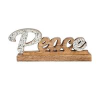 Krist+ Figura Decorativa Peace Purpurina 6 x 13 x 31 cm Plateado Madera