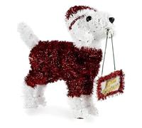 Krist+ Figura Decorativa Perro Espumillón 23 x 9 x 29,5 cm Rojo Dorado Blanco Verde Plástico Polipropileno