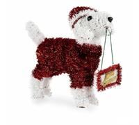 Krist+ Figura Decorativa Perro Espumillón Blanco Rojo Polipropileno Pet 9 x 23 x 29,5 cm (12 Unidades)