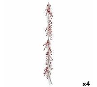 Krist+ Guirnalda de Navidad Rama Blanco Rojo Plástico 180 x 14 cm (4 Unidades)