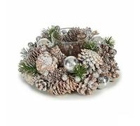 Krist+ Portavelas Navideño Blanco Transparente Plateado 19 x 9 x 19 cm (4 Unidades)