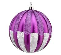 Krist+ S3612624 PVC Bolas de Navidad, Morado, Plateado, 10cm Diámetro, Caja de 6
