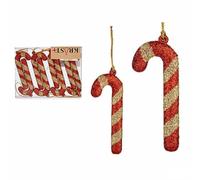 Krist+ Set Adornos de Navidad Bastón 8 Piezas Rojo Dorado Plástico 6,5 x 1 cm (24 Unidades)