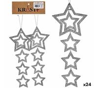 Krist+ Set Adornos de Navidad Estrella Plateado 19 x 0,2 x 23 cm (24 Unidades)