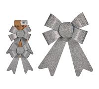 Krist+ Set Adornos de Navidad Lazo Plateado PVC 15 x 2 x 18 cm (24 Unidades)