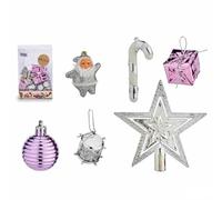 Krist+ Set Adornos de Navidad Morado Plateado PVC (12 Unidades)