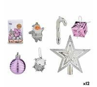 Krist+ Set Adornos de Navidad Morado Plateado PVC (12 Unidades)