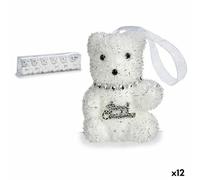 Krist+ Set Adornos de Navidad Oso Plateado Blanco 5,5 x 7 x 5,5 cm (12 Unidades)