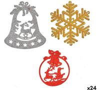 Krist+ Set Adornos de Navidad Rojo Dorado Plateado Plástico (24 Unidades) S3627727 - EAN: 4899888655886