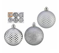 Krist+ Set de Bolas de Navidad Ø 6 cm Plateado PVC (12 Unidades)