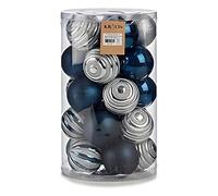 Krist+ Set de Bolas de Navidad Plateado Azul PVC Ø 8 cm (4 Unidades)