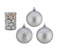Krist+ Set de Bolas de Navidad Plateado PVC Ø 6 cm (4 Unidades)