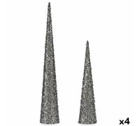 Krist+ Set de Figuras Conos Lentejuelas Plateado Plástico (4 Unidades)