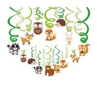 Kristin Paradise 30 piezas de decoración de remolino colgantes de animales del bosque, suministros de fiesta de cumpleaños para niños y niñas, criaturas del bosque, decoración temática de baby shower,