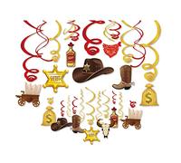 Kristin Paradise 30Ct Western Cowboy Colgante Remolino Decoraciones, Rodeo Party Supplies, Texas Country Birthday Theme Decor
