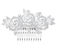 KristLand - Boda Vintage Peinetas para Novia Cristales Austriacos Barroco Tres Rosa Peinetas para Novia y Boda Arte Decorativo Accesorios Nupciales para el Cabello