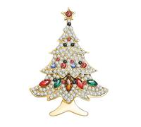 KristLand Broche de árbol de Navidad de Cristal Vintage, Broche Retro, Bufanda, Traje de cumpleaños, Navidad, Fiesta de Regalo para Mujeres y Hombres, Metal Cristal