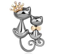 KristLand - Broche de Gatito Doble para Mujer, diseño de Corona