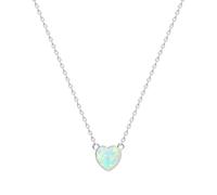 KristLand Collar Delicado de Ópalo para Mujer con Colgante Pequeño de Corazón y Círculo en Plata 925 Joyería Minimalista Diaria