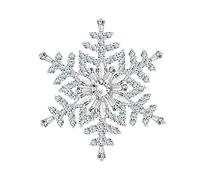 KristLand Elegante Broche Oro Blanco Chapado Flor Copo de Nieve Brillante Circonita Regalo para Mujer Invierno Broche Pin de Navidad Boda Copo De Nieve Plateado