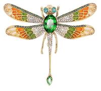 KristLand - Oro Tono Grande Broche de Libélula Pin con Critales Austriacos con Esmalte Colorado Mujer Libélula Broche Accessorios Joyería de Regalo para Mujer Dama Verde