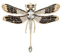 KristLand - Oro Tono Grande Broche de Libélula Pin con Critales Austriacos con Esmalte Colorado Mujer Libélula Broche Accessorios Joyería de Regalo para Mujer Dama Negro