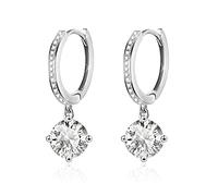 KristLand Pendientes De Aro Bañados En Oro De 18 Quilates Colgante Redondo Con Circonitas De Para Mujer Chica Mujer