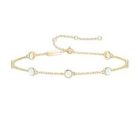 KristLand Pulsera Mujer Elegante de Ópalo Plata de Ley 925 Bañada en Oro Blanco Regalo para Novia Hermana Boda Cumpleaños Madre