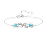 KristLand Pulsera para Mujer Plata de 925 símbolo Infinito con ópalo de Laboratorio Regalo Amor Eterno Incluye Caja de Regalo