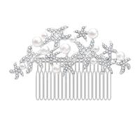 KristLand - Vintage Bonito Estrella de Mar Peinetas para Novia y Boda con Cristales Austriacos y Perlas Arte Decorativo Accesorios Nupciales para el Cabello y Damas de Honor
