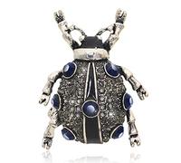 KristLand - Vintage Broche de Escarabajo Bonito Animal Pin con Esmaltes y Cristales Austriacos Broche Gotico para Regalo Fiestas Halloween Accesorios Traje Pin Plata-Tono
